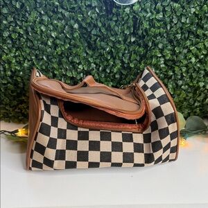 Checkered Brown and Black Women's Bag